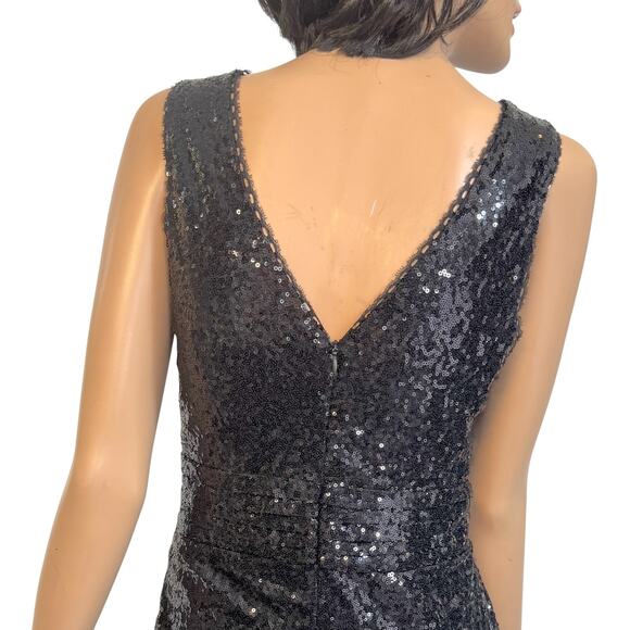 Formal Evening Gown Black Sequin Maxi Kate Kasin 8 Glam Gala Event Pageant Prom - Picture 4 of 10